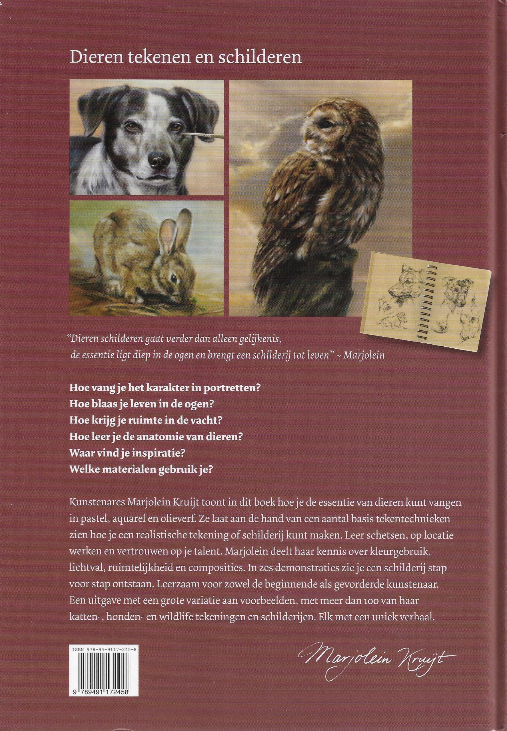 Boekomslag Dieren tekenen en schilderen - Marjolein Kruijt